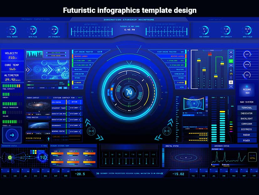 Futuristic infographics HUD template design